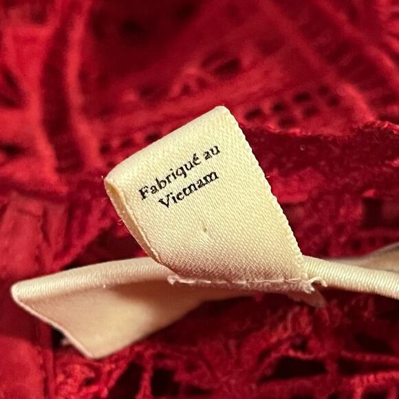 Moulinette Soeurs Anthropologie Tamera Red Lace Blouse Size 10 - Picture 13 of 14